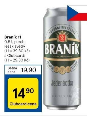 Pivo světlý ležák 11° Jedenáctka Braník