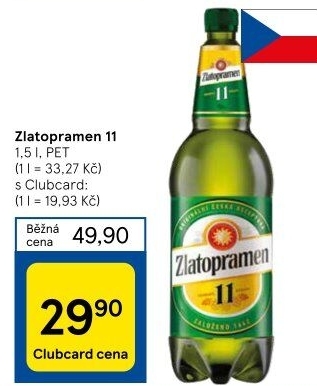 Pivo světlý ležák 11° Zlatopramen