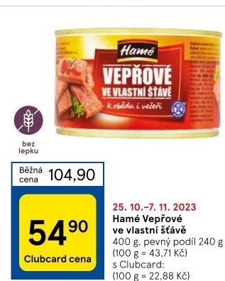 Vepřové maso ve vlastní šťávě Hamé