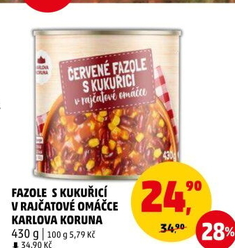 Fazole s kukuřicí v omáčce Karlova Koruna - konzerva