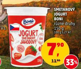 Jogurt smetanový ochucený Boni