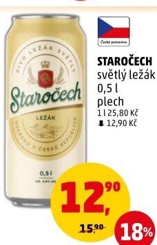 Pivo světlý ležák Staročech