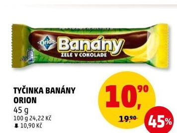 Tyčinka Banány v čokoládě Orion