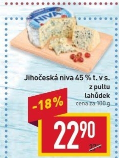 Sýr Niva Jihočeská 45% Madeta