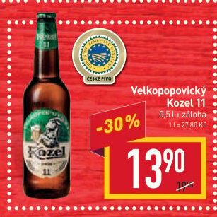 Pivo ležák 11° Velkopopovický Kozel