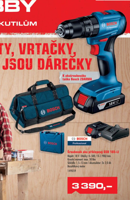 Aku příklepový šroubovák GSB 185-LI Bosch Professional