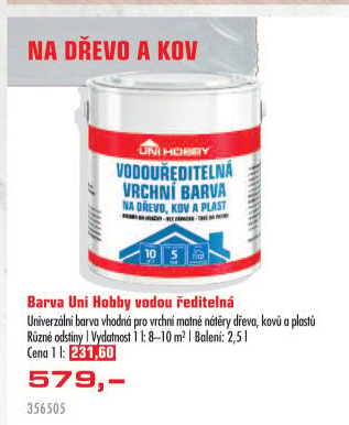 Barva vrchní na dřevo, kov a plast UNI HOBBY