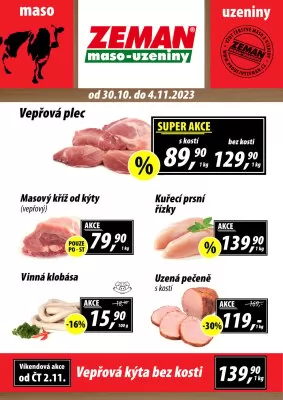 akční leták ZEMAN maso - uzeniny 30.10.2023-4.11.2023