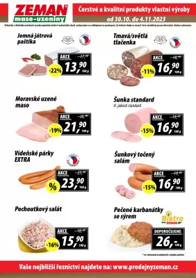 akční leták ZEMAN maso - uzeniny 30.10.2023-4.11.2023