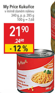Kukuřice sterilovaná My Price