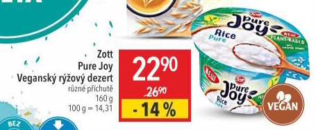 Veganský rýžový dezert Pure Joy Zott