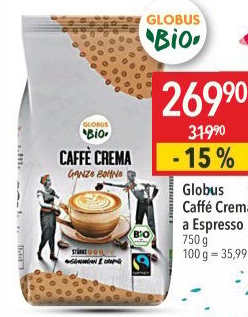 Zrnková káva Caffé Crema Bio Globus