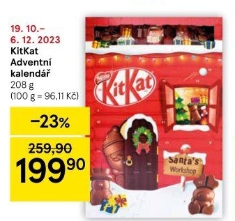 Adventní kalendář Kit Kat Nestlé