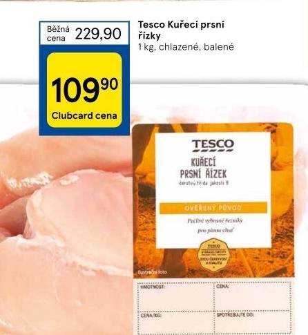 Kuřecí prsní řízky Tesco