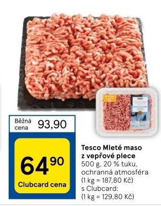 Maso mleté vepřové z plece Tesco