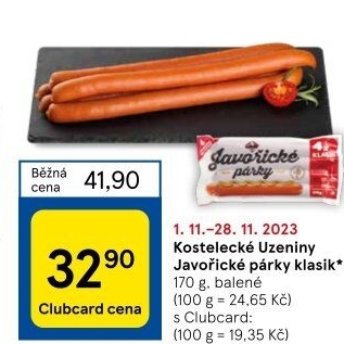 Párky javořické Kostelecké uzeniny