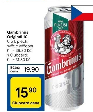 Pivo světlé výčepní Originál 10° Gambrinus