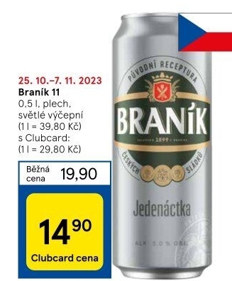 Pivo světlý ležák 11° Jedenáctka Braník