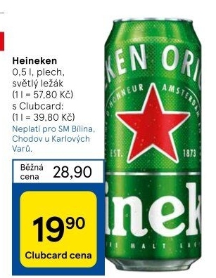 Pivo světlý ležák Heineken