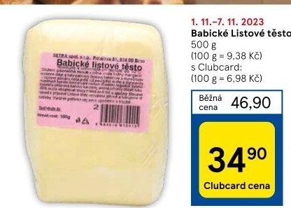Těsto listové babické Šetra