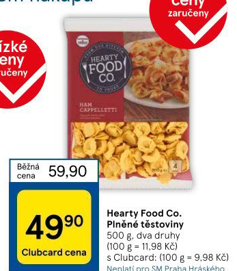 Těstoviny plněné Tesco Hearty Food