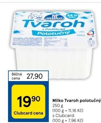 Tvaroh polotučný z Poděbrad Milko
