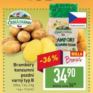 Brambory konzumní pozdní Česká farma