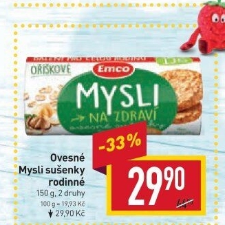 Ovesné sušenky Mysli na zdraví Emco