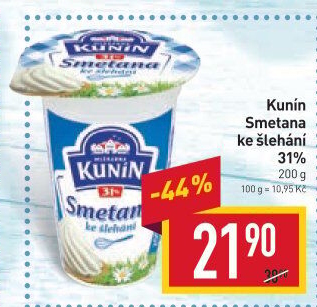 Smetana ke šlehání Mlékárna Kunín 31%
