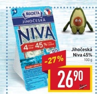 Sýr Niva Jihočeská 45% Madeta