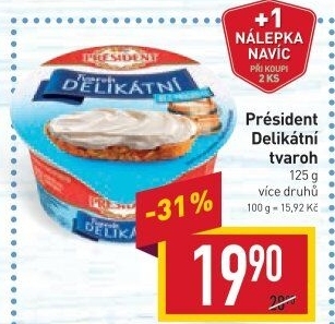 Tvarohové pomazánky Delikátní Président