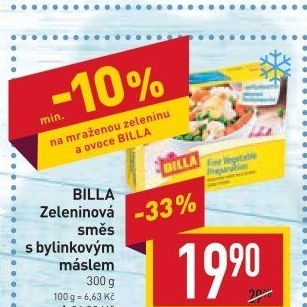 Zeleninová směs s bylinkovým máslem mražená Billa