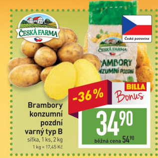 Brambory konzumní pozdní Česká farma