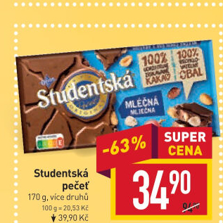 Čokoláda Studentská pečeť Orion