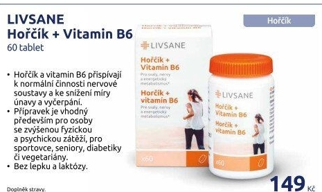 Doplněk stravy Hořčík + vitamin B6 Livsane