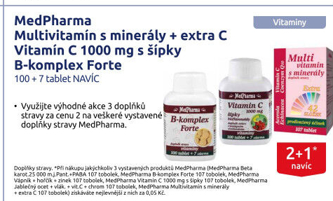 MedPharma Multivitamín s minerály + extra C Vitamin C 1000 mg s šípky