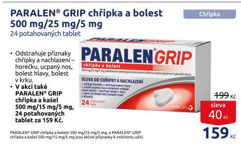 Tablety chřipka a bolest Grip Paralen