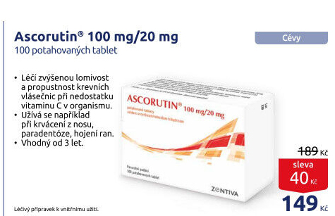 Tablety proti krvácivosti Ascorutin