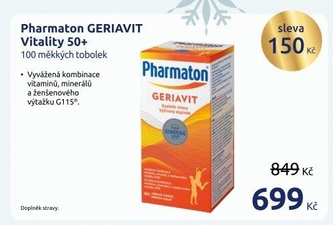 Doplněk stravy Geriavit Pharmaton Vitality 50+