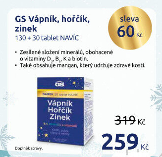 Doplněk stravy Vápník, hořčík, zinek GS