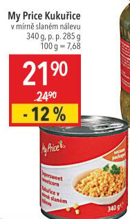 Kukuřice sterilovaná My Price