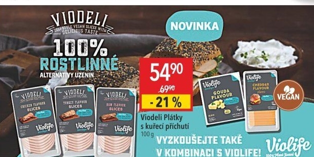 Rostlinné plátky s kuřecí příchutí Viodeli Violife