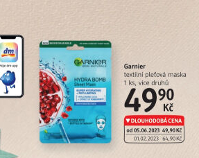 Textilní pleťová maska Garnier