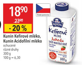 Acidofilní mléko ochucené Mlékárna Kunín