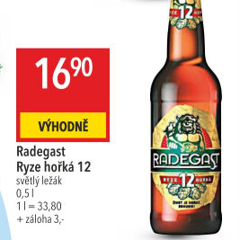 Pivo světlý ležák 12° Ryze hořká Radegast
