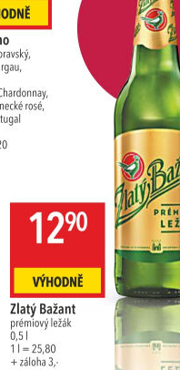 Pivo světlý ležák 12° Zlatý Bažant