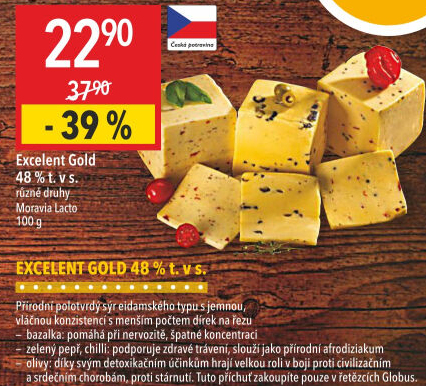 Sýr Excelent Gold s rajčaty a bazalkou Moravia