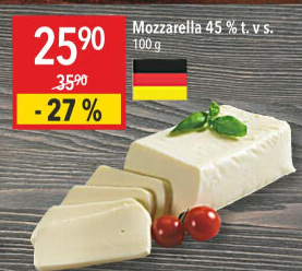 Sýr Mozzarella cihla 45%