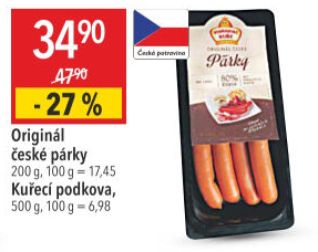 Párky české originál Vodňanské kuře