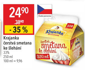 Smetana ke šlehání Krajanka 33%